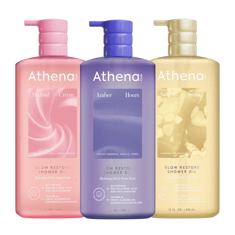 Glow Restore Shower Oil Trio I2 Almond Creme, Amber Hours, Salted Sunset